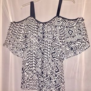 Cold shoulder sheer blouse